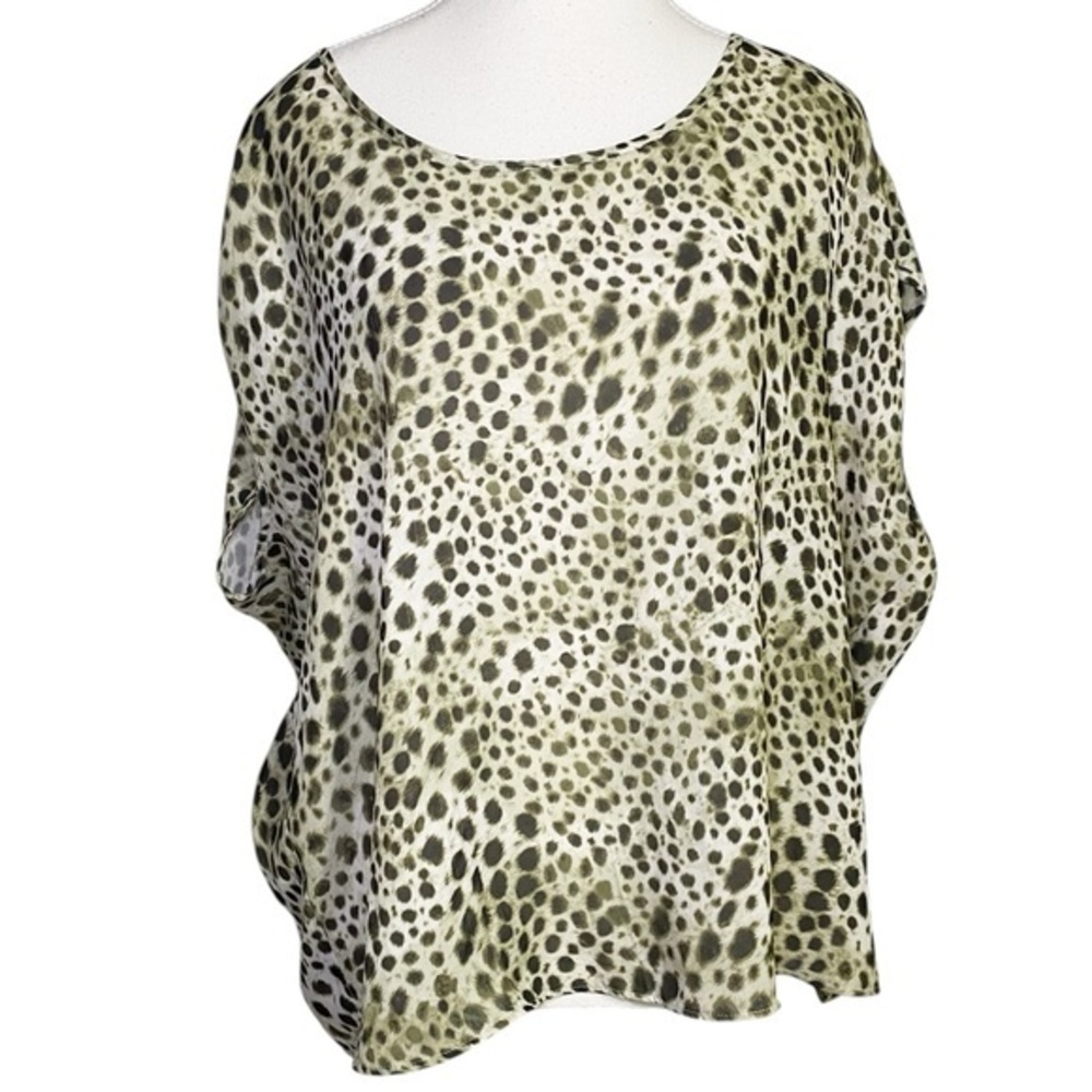 Jennifer Lopez Green Leopard Print Blouse